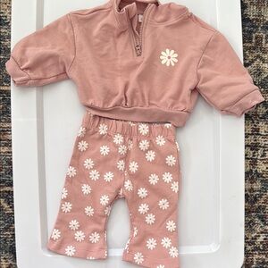 Pink Floral Baby Outfit